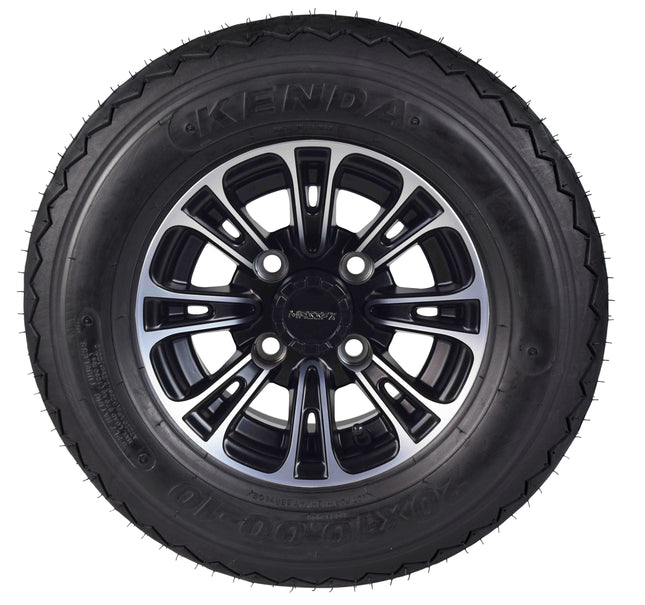 Kenda Hole-N-1 K389 20x10-10 Tubeless Golf Cart Turf Tire with 4-Ply Rating & Pre Assembled Matte Black Wheel with Keychain Hole in one 20/10/10 – Single