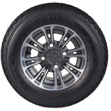 Kenda Hole-N-1 K389 20x10-10 Tubeless Golf Cart Turf Tire with 4-Ply Rating & Pre Assembled Gunmetal Wheel with Keychain Hole in one 20/10/10 – Single