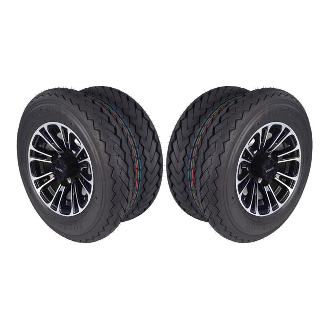 Kenda 20x10-10 6 Ply Golf Cart Tires & Black Wheels Kit A238 10x7 4/101.6 (2 Pack)