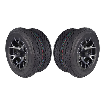 Kenda Hole-N-1 K389 20x10-10 Tubeless Golf Cart Turf Tire with 4-Ply Rating & Pre Assembled Gunmetal Wheel with Keychain Hole in one 20/10/10 – 2 Pack