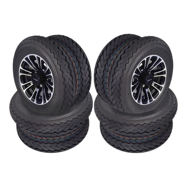 Kenda Hole-N-1 K389 20x10-10 Tubeless Golf Cart Turf Tire with 4-Ply Rating & Pre Assembled Matte Black Wheel with Keychain Hole in one 20/10/10 – 4 Pack