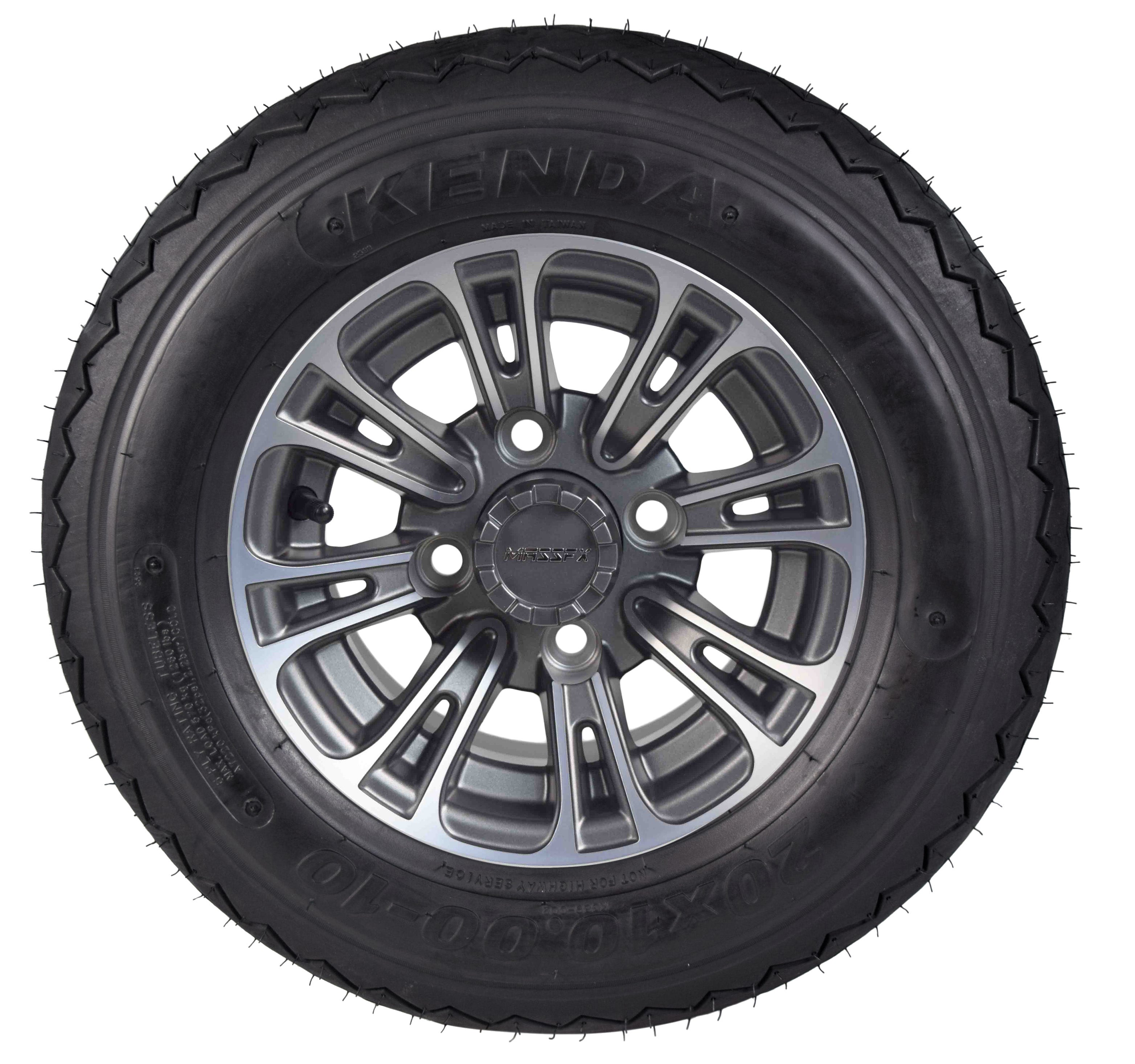 Kenda 20x10-10 6 Ply Golf Cart Tires & Black Wheels Kit A238 10x7 4/101.6 (4 Pack)