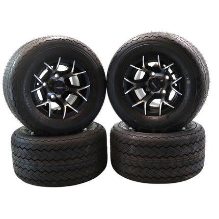 Kenda Hole-N-1 K389 20x10-10 Tubeless Golf Cart Turf Tire with 4-Ply Rating & Pre Assembled Matte Black Wheel with Keychain Hole in one 20/10/10 – 4 Pack