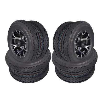 Kenda 20x10-10 6 Ply Golf Cart Tires & Gun Metal Wheels Kit A240 10x7 4/101.6 (4 Pack)