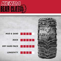 Kenda Bearclaw EVO K592 - 25x8-12 Front Tire for All Terrain (ATV), UTV, and Side by Side (SxS) Vehicles - 6-Ply - Bear Claw EVO 25x8x12