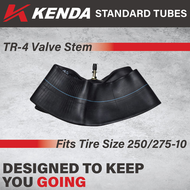 Kenda Heavy Duty Off-Road Inner Tube 250/275-10 - Butyl Rubber Construction with TR-4 Valve Stem for Reliable Air Retention, Puncture Resistance & Durability; for Motocross, & Enduro with Keychain