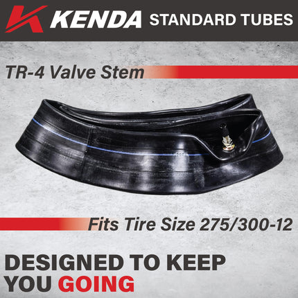 Kenda Heavy Duty Off-Road Inner Tube 275/300-12 - Butyl Rubber Construction with TR-4 Valve Stem for Reliable Air Retention, Puncture Resistance & Durability; for Motocross, & Enduro with Keychain