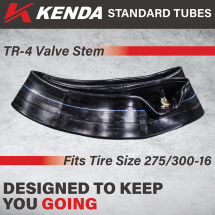 Kenda Heavy Duty Off-Road Inner Tube 275/300-16 - Butyl Rubber Construction with TR-4 Valve Stem for Reliable Air Retention, Puncture Resistance & Durability; for Motocross, & Enduro with Keychain