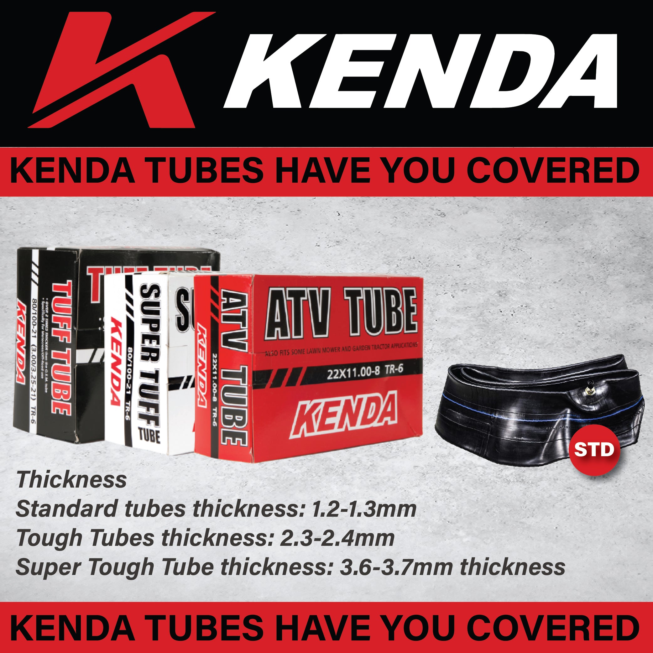 Kenda 450/510-18, 110/100 TR-6 Inner Tube 047853163872-2-Pack-Includes Keychain