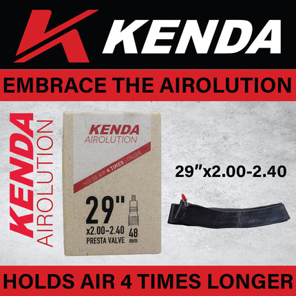 Kenda Airolution 29x2.00-2.40 Bicycle Inner Tube - Durable Butyl Rubber Bike Tube & 48mm Removable Core Presta Valve with Keychain