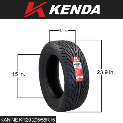 Kenda Kanine KR20 205/55R15 81T Rear Tire for 3-Wheel Autocycle w keychain