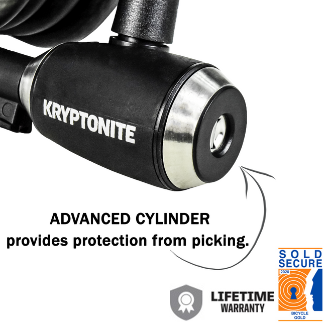 Kryptonite KryptoFlex 1218 Key Cable Bike Lock - 6 ft. Long, 1/2" Diameter Cable with Keys for Bicycles; E-Bikes; Scooters (004967)