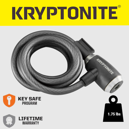 Kryptonite KryptoFlex 1218 Key Cable Bike Lock - 6 ft. Long, 1/2" Diameter Cable with Keys for Bicycles; E-Bikes; Scooters (004967)