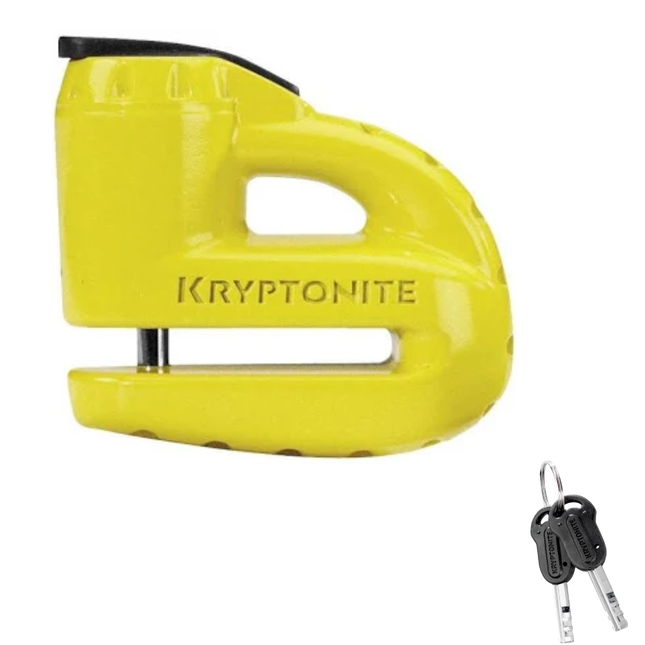 Kryptonite Keeper 5-S2 Motorcycle Disc Brake Lock, High Security Anti-Theft Rotor Lock with 5.5mm Locking Pin, Waterproof Disc Style Cylinder, Reminder Cable and 2 Stainless Steel Keys
