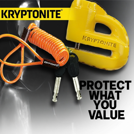 Kryptonite Keeper 5-S2 Motorcycle Disc Brake Lock, High Security Anti-Theft Rotor Lock with 5.5mm Locking Pin, Waterproof Disc Style Cylinder, Reminder Cable and 2 Stainless Steel Keys