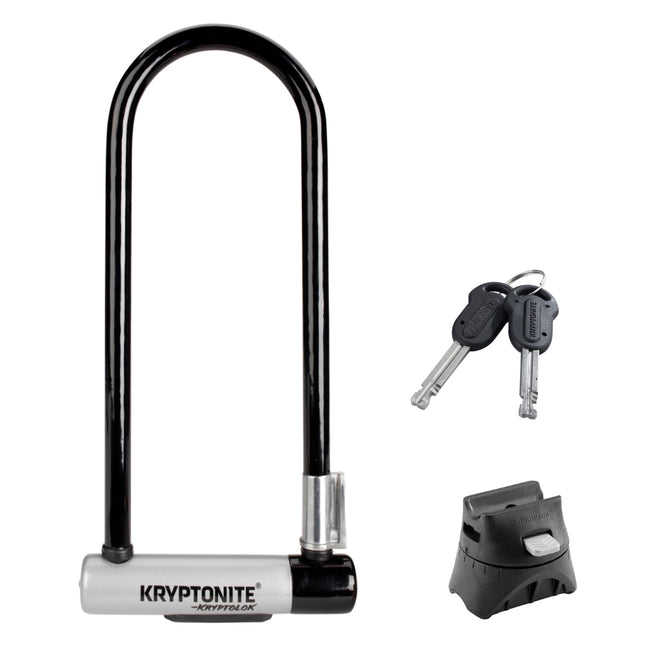 Kryptonite Kryptolok Bike U-Lock, Heavy Duty Anti-Theft Bicycle Lock Sold Secure Gold, 12.7mm Long Shackle with Mounting Bracket and Keys, Ultimate Security Lock for Bicycles E-Bikes Scooters