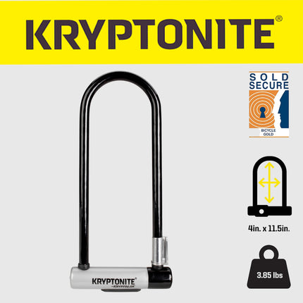 Kryptonite Kryptolok Bike U-Lock, Heavy Duty Anti-Theft Bicycle Lock Sold Secure Gold, 12.7mm Long Shackle with Mounting Bracket and Keys, Ultimate Security Lock for Bicycles E-Bikes Scooters