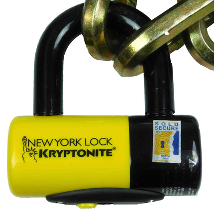 Kryptonite New York Fahgettaboudit 1415 Chain w/NY Disc Lock (3 Pack) - 5', 14mm Chain and 15mm Lock High-Security Anti-Theft Protection for Bicycle, E-Bike, Scooter, Motorcycles, and ATV/UTV - Black