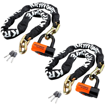 Kryptonite New York 1217 Evolution 13 Pound Bike Chain & Lock Combo - 5.5 ft. Long 12 mm Steel Chain & Disc Lock with Keys for Bicycles; E-Bikes; Motorcycles; Scooters (999522)