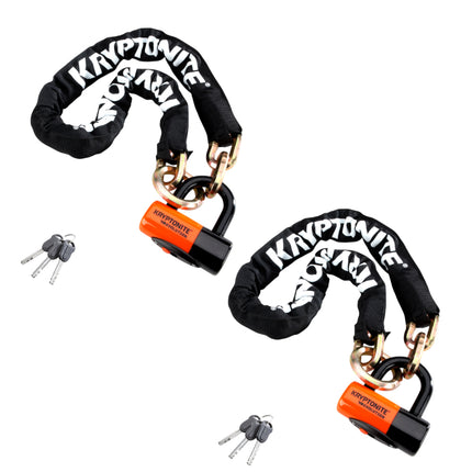 Kryptonite New York 1213 Evolution 10.5 Pound Cinch Ring Chain & Lock Combo - 4.25 ft Long 14 mm Steel Chain & Disc Lock with Keys for Bicycles; E-Bikes; Motorcycles; Scooters (999546)