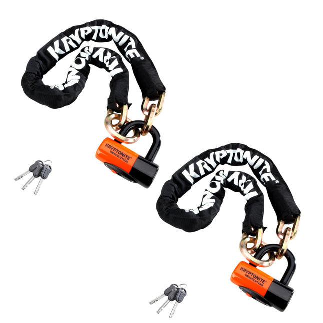 Kryptonite New York 1213 Evolution 10.5 Pound Cinch Ring Chain & Lock Combo - 4.25 ft Long 14 mm Steel Chain & Disc Lock with Keys for Bicycles; E-Bikes; Motorcycles; Scooters (999546)
