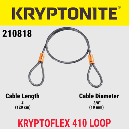 Kryptonite Evolution Disc Lock (999607), 14mm Heavy Duty Black Bike Bicycle Lock - KryptoFlex 410 Double Loop 4 ft. Long Cable for Use With All Kryptonite U-Locks, Disc Locks, and Padlocks