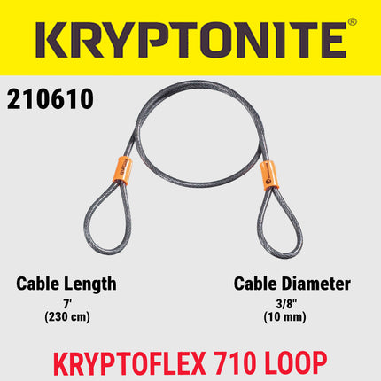 Kryptonite Evolution Series 4 Disc Lock Yellow and 710 7 ft Looped Cable - KryptoFlex 710 Double Loop 7 ft. Long Cable for Use With All Kryptonite U-Locks, Disc Locks, and Padlocks