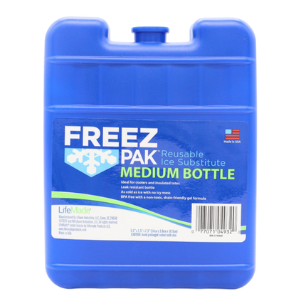 Freez Pak Medium 1.25lb Ice Pack Block - Reusable & Compact Ice Substitute Pack for Lunch Boxes, Coolers, Fishing, Sporting Events, Beach & Camping Trips - Made in the USA (Single)