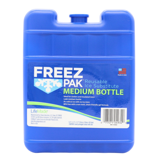 Freez Pak Medium 1.25lb Ice Pack Block - Reusable & Compact Ice Substitute Pack for Lunch Boxes, Coolers, Fishing, Sporting Events, Beach & Camping Trips - Made in the USA (Single)