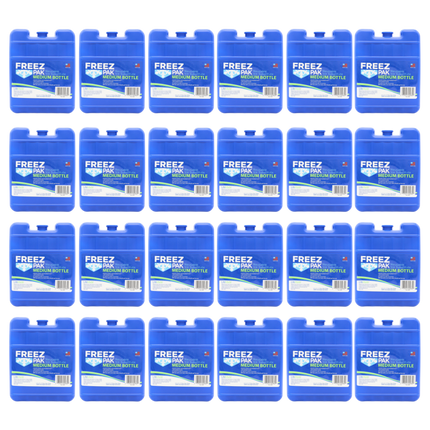 Freez Pak Medium 1.25lb Ice Pack Block - Reusable & Compact Ice Substitute Pack for Lunch Boxes, Coolers, Fishing, Sporting Events, Beach & Camping Trips - Made in the USA (24-Pack)