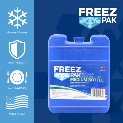 Freez Pak Medium 1.25lb Ice Pack Block - Reusable & Compact Ice Substitute Pack for Lunch Boxes, Coolers, Fishing, Sporting Events, Beach & Camping Trips - Made in the USA (5-Pack)