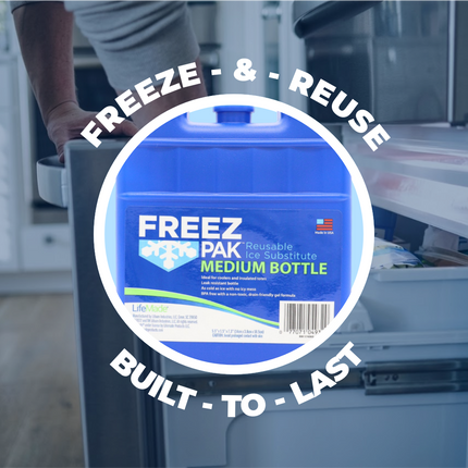 Freez Pak Medium 1.25lb Ice Pack Block - Reusable & Compact Ice Substitute Pack for Lunch Boxes, Coolers, Fishing, Sporting Events, Beach & Camping Trips - Made in the USA (6-Pack)