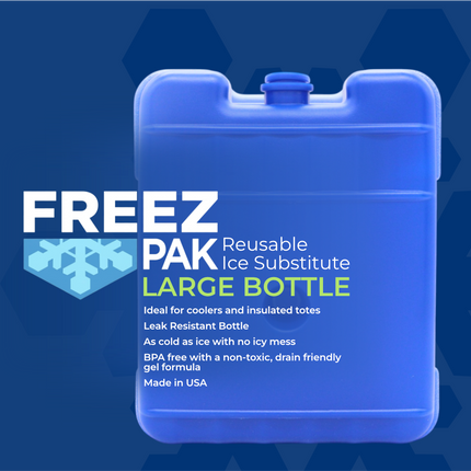 Freez Pak Medium 1.25lb Ice Pack Block - Reusable & Compact Ice Substitute Pack for Lunch Boxes, Coolers, Fishing, Sporting Events, Beach & Camping Trips - Made in the USA (6-Pack)