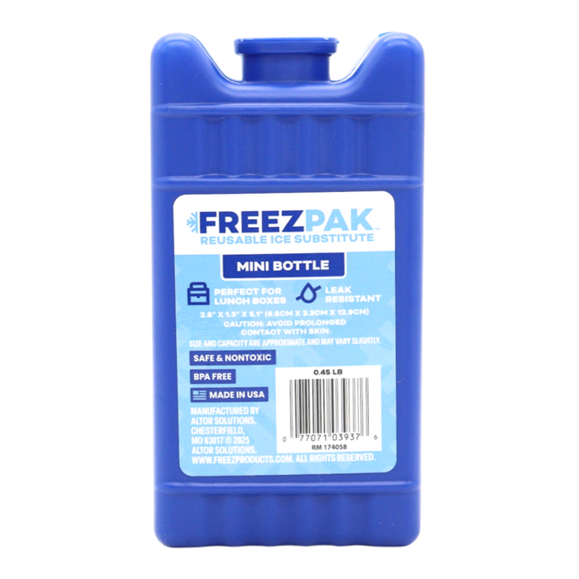 Freez Pak Mini 0.45lb Ice Pack Block - Reusable & Compact Ice Substitute Pack for Lunch Boxes, Coolers, Fishing, Sporting Events, Beach & Camping Trips - Made in the USA (Single)