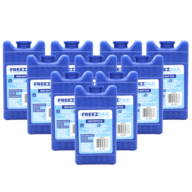Freez Pak Mini 0.45lb Ice Pack Block - Reusable & Compact Ice Substitute Pack for Lunch Boxes, Coolers, Fishing, Sporting Events, Beach & Camping Trips - Made in the USA (10-Pack)