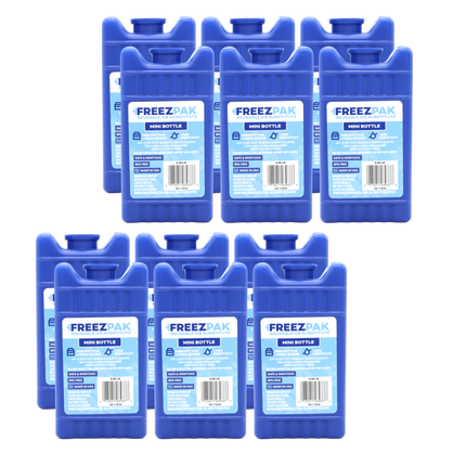 Freez Pak Mini 0.45lb Ice Pack Block - Reusable & Compact Ice Substitute Pack for Lunch Boxes, Coolers, Fishing, Sporting Events, Beach & Camping Trips - Made in the USA (12-Pack)