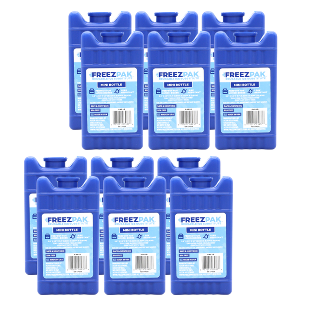 Freez Pak Mini 0.45lb Ice Pack Block - Reusable & Compact Ice Substitute Pack for Lunch Boxes, Coolers, Fishing, Sporting Events, Beach & Camping Trips - Made in the USA (12-Pack)