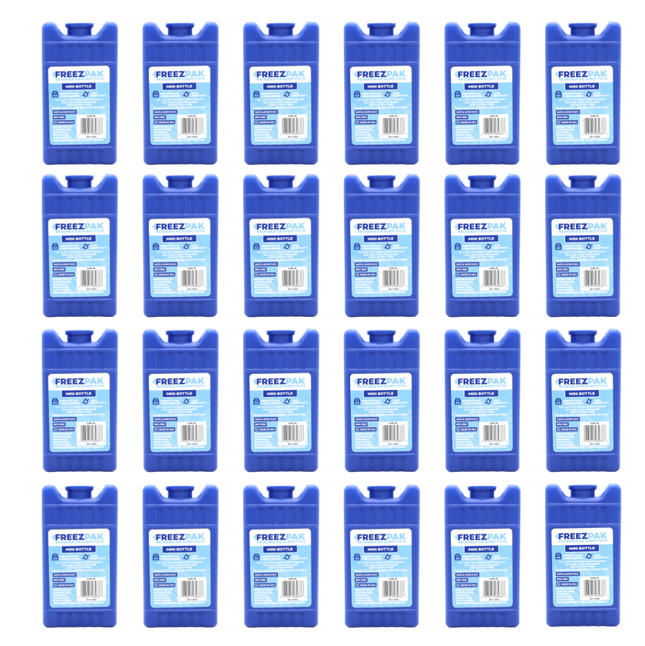 Freez Pak Mini 0.45lb Ice Pack Block - Reusable & Compact Ice Substitute Pack for Lunch Boxes, Coolers, Fishing, Sporting Events, Beach & Camping Trips - Made in the USA (24-Pack)