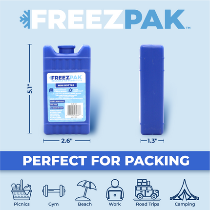 Freez Pak Mini 0.45lb Ice Pack Block - Reusable & Compact Ice Substitute Pack for Lunch Boxes, Coolers, Fishing, Sporting Events, Beach & Camping Trips - Made in the USA (3-Pack)