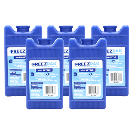 Freez Pak Mini 0.45lb Ice Pack Block - Reusable & Compact Ice Substitute Pack for Lunch Boxes, Coolers, Fishing, Sporting Events, Beach & Camping Trips - Made in the USA (5-Pack)
