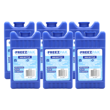 Freez Pak Mini 0.45lb Ice Pack Block - Reusable & Compact Ice Substitute Pack for Lunch Boxes, Coolers, Fishing, Sporting Events, Beach & Camping Trips - Made in the USA (6-Pack)
