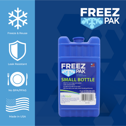 Freez Pak Small 0.75lb Ice Pack Block - Reusable & Compact Ice Substitute Pack for Lunch Boxes, Coolers, Fishing, Sporting Events, Beach & Camping Trips - Made in the USA (Single)