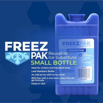 Freez Pak Small 0.75lb Ice Pack Block - Reusable & Compact Ice Substitute Pack for Lunch Boxes, Coolers, Fishing, Sporting Events, Beach & Camping Trips - Made in the USA (10-Pack)