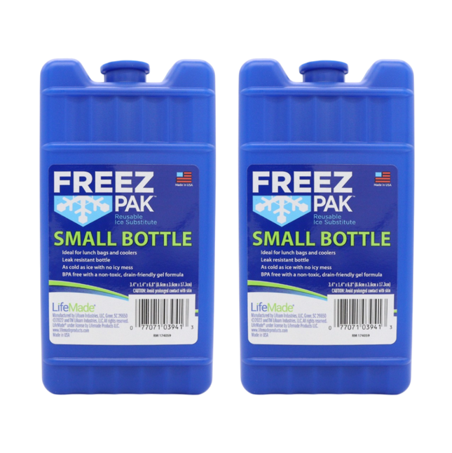 Freez Pak Small 0.75lb Ice Pack Block - Reusable & Compact Ice Substitute Pack for Lunch Boxes, Coolers, Fishing, Sporting Events, Beach & Camping Trips - Made in the USA (2-Pack)