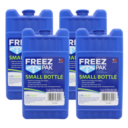 Freez Pak Small 0.75lb Ice Pack Block - Reusable & Compact Ice Substitute Pack for Lunch Boxes, Coolers, Fishing, Sporting Events, Beach & Camping Trips - Made in the USA (4-Pack)