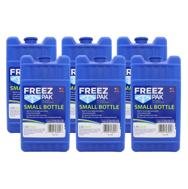 Freez Pak Small 0.75lb Ice Pack Block - Reusable & Compact Ice Substitute Pack for Lunch Boxes, Coolers, Fishing, Sporting Events, Beach & Camping Trips - Made in the USA (6-Pack)