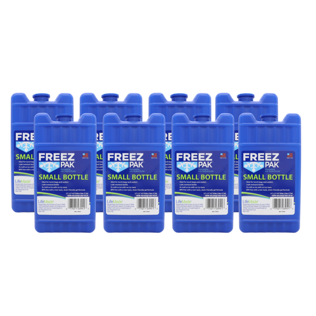 Freez Pak Small 0.75lb Ice Pack Block - Reusable & Compact Ice Substitute Pack for Lunch Boxes, Coolers, Fishing, Sporting Events, Beach & Camping Trips - Made in the USA (8-Pack)