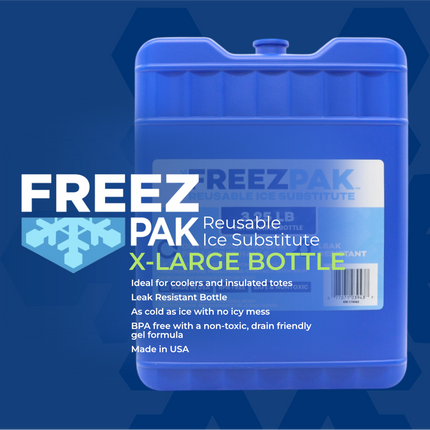 Freez Pak X-Large 3.25lb Ice Pack Block - Reusable & Compact Ice Substitute Pack for Lunch Boxes, Coolers, Fishing, Sporting Events, Beach & Camping Trips - Made in the USA (2-Pack)