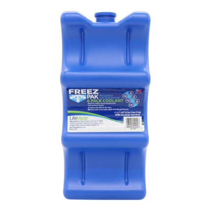 Freez Pak Everyday Reusable Ice Substitute Block for 6-Pack of 12oz Cans - Gel Ice Pack Shaped to fit 12oz Cans for Coolers, Fishing, Sporting Events, Beach & Camping Trips  - Made in USA(Single)