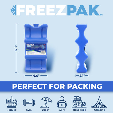 Freez Pak Everyday Reusable Ice Substitute Block for 6-Pack of 12oz Cans - Gel Ice Pack Shaped to fit 12oz Cans for Coolers, Fishing, Sporting Events, Beach & Camping Trips  - Made in USA(3-Pack)